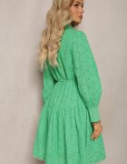 elsa.m by may Rochie Verde Decorată cu broderie și nasturi perlați cu Guler înalt Wialon