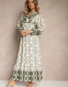 elsa.m by may Rochie Verde din Viscoză Decorată cu Legătură și Volan Efamarea