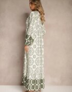 elsa.m by may Rochie Verde din Viscoză Decorată cu Legătură și Volan Efamarea