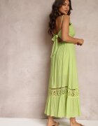 elsa.m by may Rochie Verde Evazată Maxi cu Volane și Dantelă Luluma