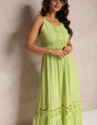 elsa.m by may Rochie Verde Evazată Maxi cu Volane și Dantelă Luluma