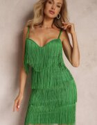 elsa.m by may Rochie Verde Mulată cu Franjuri și Bretele Reglabile Losani