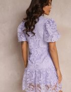 elsa.m by may Rochie violet cu broderie de dantelă Paisley și mâneci bufante Briena