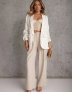 elsa.m by may Sacou elegant fără închidere cu mâneci încrețite Albuca Bej deschis