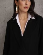 elsa.m by may Sacou Negru dublu-piept cu croială oversize Clasora