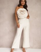 elsa.m by may Salopetă bej cu o floare mare aplicată fără mâneci Usemia