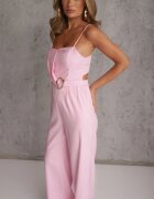 elsa.m by may Salopetă elegantă cu picior lung și curea cu cataramă elegantă Laliore Roz