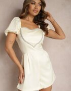 elsa.m by may Salopetă scurtă Bej deschis cu Mâneci căzute și cu Inimă din Strass Yelara