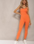 elsa.m by may Salopetă Sport Mulată Portocalie Bodycon din Material Elastic cu Bretele Subțiri Winifasa