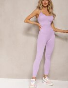 elsa.m by may Salopetă sport Violet mulată Bodycon din material elastic cu bretele subțiri Winifasa