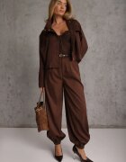 elsa.m by may Set casual Pantaloni harem și geacă bomber cu guler tip tunică și capse Finkastra Maro