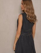 elsa.m by may Set din viscoză și denim Negru Vestă și Fustă cu croi Evazat Isbia