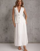elsa.m by may Set elegant de costum Vestă cu curea și fustă trapez Sopha Alb