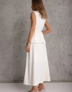 elsa.m by may Set elegant de costum Vestă cu curea și fustă trapez Sopha Alb