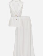 elsa.m by may Set elegant de costum Vestă cu curea și fustă trapez Sopha Alb