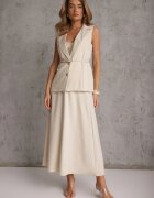 elsa.m by may Set elegant de costum Vestă cu curea și fustă trapez Sopha Bej deschis
