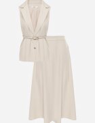 elsa.m by may Set elegant de costum Vestă cu curea și fustă trapez Sopha Bej deschis