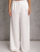 elsa.m by may Set elegant din material satinat bluză în stil kimono și pantaloni largi Adraxera Alb
