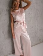 elsa.m by may Set elegant din material satinat bluză în stil kimono și pantaloni largi Adraxera Roz
