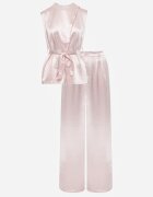 elsa.m by may Set elegant din material satinat bluză în stil kimono și pantaloni largi Adraxera Roz