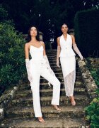 elsa.m by may Set elegant fustă cu dantelă și vestă cu aplicație metalică Tenyris Alb