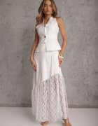 elsa.m by may Set elegant fustă cu dantelă și vestă cu aplicație metalică Tenyris Alb