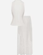 elsa.m by may Set elegant fustă cu dantelă și vestă cu aplicație metalică Tenyris Alb