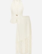 elsa.m by may Set elegant fustă cu dantelă și vestă cu aplicație metalică Tenyris Galben