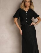 elsa.m by may Set Negru din Viscoză Cămașă și Fustă cu Croială Cloș Nanorela