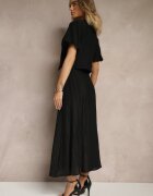 elsa.m by may Set Negru din Viscoză Cămașă și Fustă cu Croială Cloș Nanorela