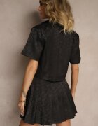 elsa.m by may Set Negru din Viscoză Fustă Plisată cu Pantaloni scurți și Bluză Scurtă Nilistta