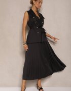 elsa.m by may Set Negru Fustă Evazată și Vestă Deschisă Divirisa