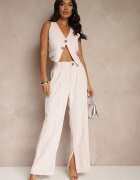 elsa.m by may Set Roz cu Zirconii Vestă Scurtă și Pantaloni Eleganți Diviriel