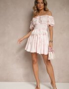 elsa.m by may Set roz din vâscoză fustă și top cu mâneci bufante decorat cu dantelă Mironira