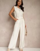 elsa.m by may Set vâscoză bej Bluză cu guler și Pantaloni largi Efavina