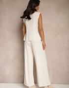 elsa.m by may Set vâscoză bej Bluză cu guler și Pantaloni largi Efavina