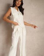elsa.m by may Set vâscoză bej Bluză cu guler și Pantaloni largi Efavina