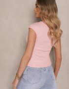 elsa.m by may T-shirt Roz din Viscoză cu croială mulată și decolteu pătrat Alathia