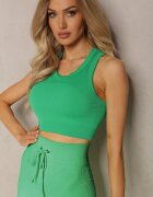 elsa.m by may Tank Top Verde din Material Reiat cu Cupe Detașabile Faviana