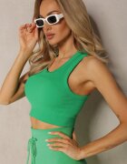 elsa.m by may Tank Top Verde din Material Reiat cu Cupe Detașabile Faviana