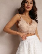 elsa.m by may Top Bej de dantelă Plusia