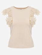 elsa.m by may Top Bej deschis din Bumbac cu Dantelă Decorativă Adexis