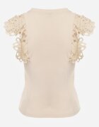 elsa.m by may Top Bej deschis din Bumbac cu Dantelă Decorativă Adexis