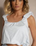 elsa.m by may Top de Bumbac Albastru deschis cu croială bufantă cu bretele încrețite Sefionne