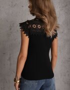elsa.m by may Top Negru Din bumbac cu Inserții din dantelă Lirumina