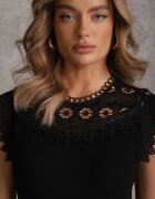elsa.m by may Top Negru Din bumbac cu Inserții din dantelă Lirumina