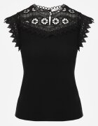 elsa.m by may Top Negru Din bumbac cu Inserții din dantelă Lirumina