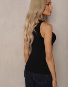 elsa.m by may Top Negru Reiat cu Decolteu Rotund Nasanine