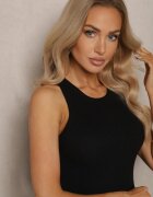 elsa.m by may Top Negru Reiat cu Decolteu Rotund Nasanine