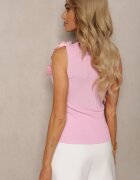 elsa.m by may Top Roz cu Aplicație Florală la Decolteu Ustalia